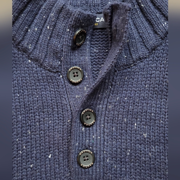 Nautica Mens Navy Blue Mock Neck 1/4 Button Sweater, Size XXL - Picture 3 of 6